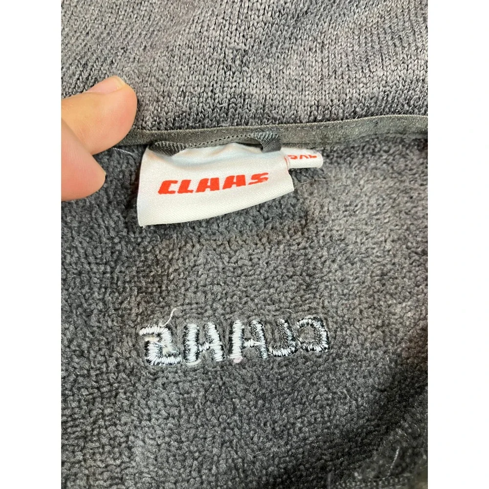 Claas Fleece Full Zip Sweater Mens 5XL Gray Mock Neck Jacket Sleeve Pocket